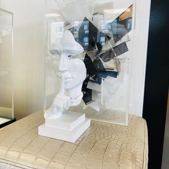 Adam & Friends Home Decor Silence Is Golden Sculpture | 1-Piece | White - Picture 5 of 5